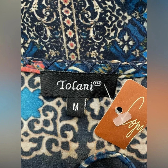 Anthropology TOLANI 100% SILK FLOWY TUNIC MINI DRESS BOHO COASTAL PAISLEY PRINT - Picture 7 of 10